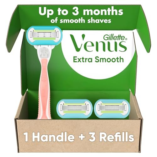 Gillette Venus Extra Smooth Pink Women's Razor Handle + 3 Blade Refills Avelisse