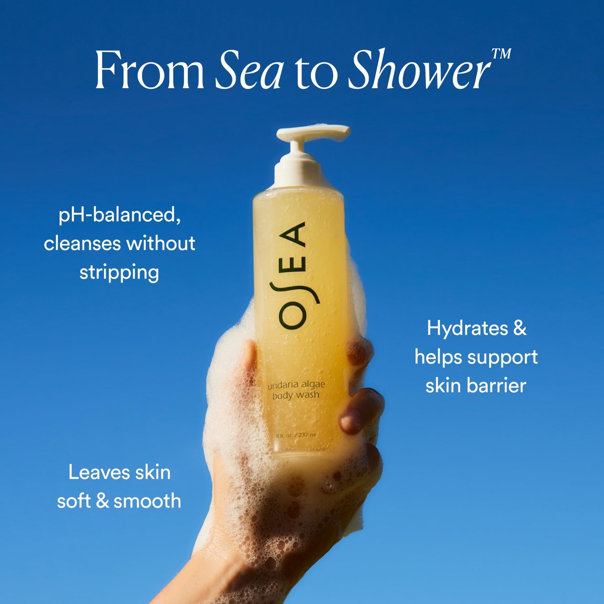OSEA Undaria Algae™ Body Wash - pH Balanced Hydrating & Moisturizing Citrus Scented Body Cleanser - Clean, Vegan, Non-Toxic Skincare - 8 oz Avelisse