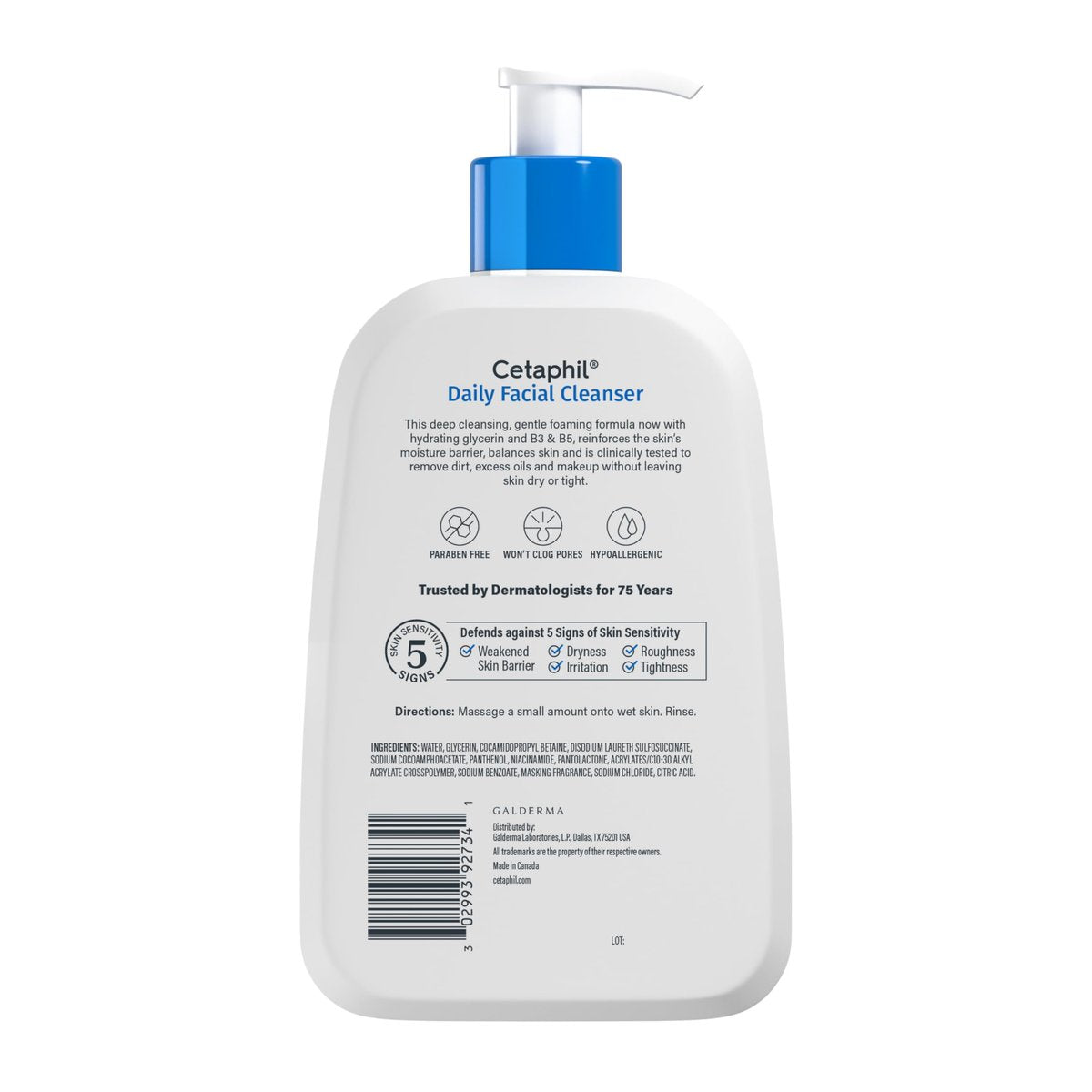 Cetaphil Daily Facial Cleanser for Combination to Oily, Sensitive Skin – 16 oz + Travel Size Moisturizing Lotion 2 oz Avelisse