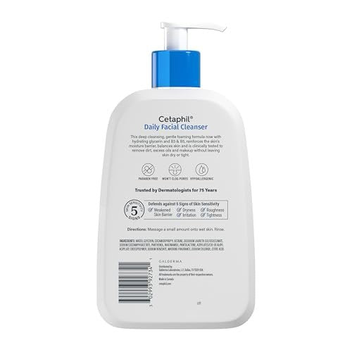 Cetaphil Daily Facial Cleanser & Moisturizing Lotion Duo – 16oz Cleanser + 2oz Lotion, Gentle Skin Care for Sensitive Skin Avelisse