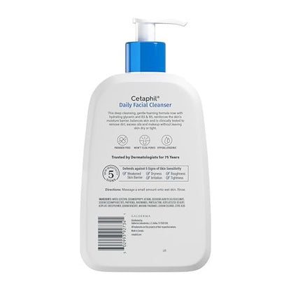 Cetaphil Daily Facial Cleanser & Moisturizing Lotion Duo – 16oz Cleanser + 2oz Lotion, Gentle Skin Care for Sensitive Skin Avelisse