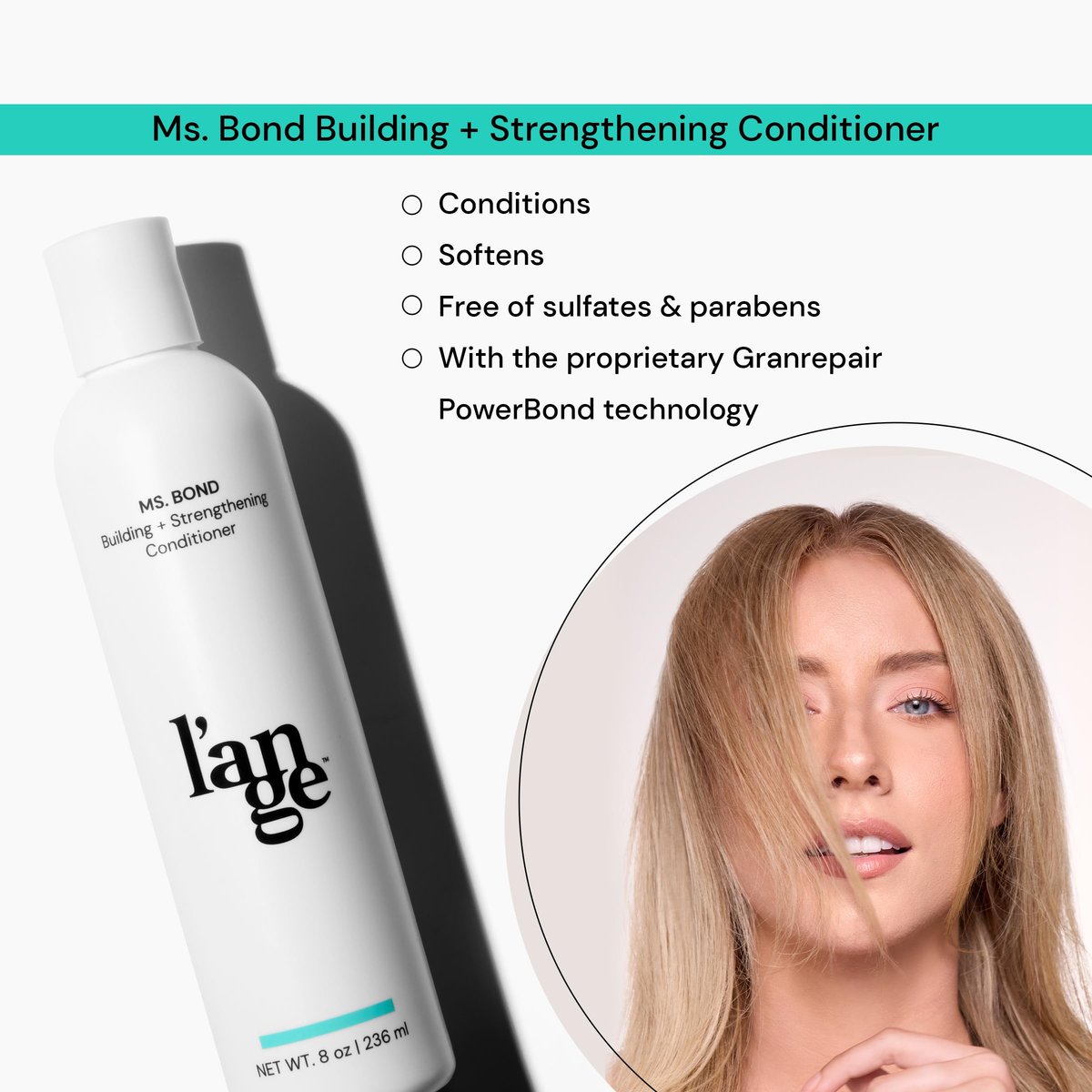 L'ANGE HAIR Ms. Bond Building + Strengthening Conditioner | Restores Hair Bonds | Intensive Breakage Recovery | Smooth Finish | Moisturizing Formula | 8 fl oz Avelisse