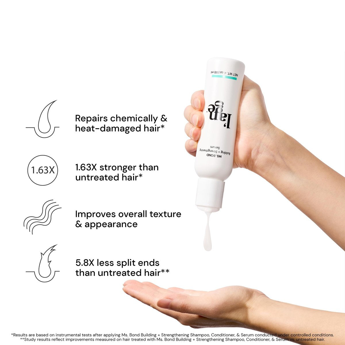 L'ANGE HAIR Ms. Bond Building + Strengthening Hair Serum - Bond Repair & Breakage Recovery Treatment, Moisturizing Formula, 4 fl oz Avelisse