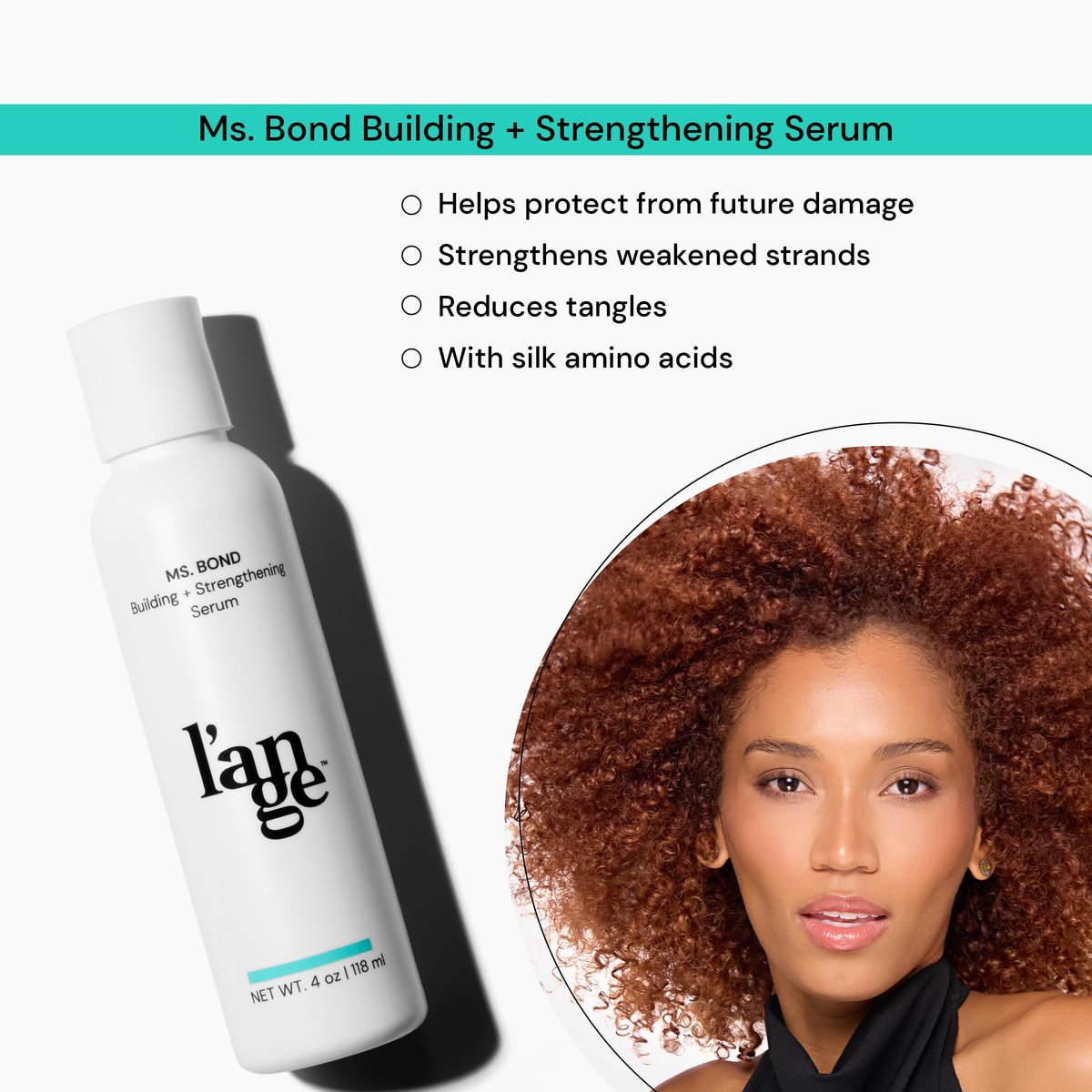L'ANGE HAIR Ms. Bond Building + Strengthening Hair Serum - Bond Repair & Breakage Recovery Treatment, Moisturizing Formula, 4 fl oz Avelisse