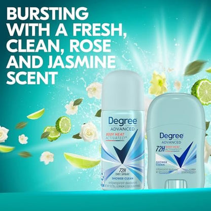 Degree Women's Travel Deodorant Antiperspirant Bundle – Advanced 72H Protection Mini Sticks and Dry Sprays, Shower Clean Scent (4 Piece Set) Avelisse