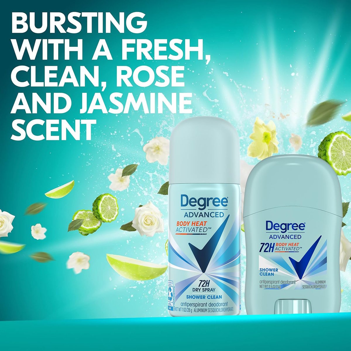 Degree Women's Travel Deodorant Antiperspirant Bundle – Advanced 72H Protection Mini Sticks and Dry Sprays, Shower Clean Scent (4 Piece Set) Avelisse