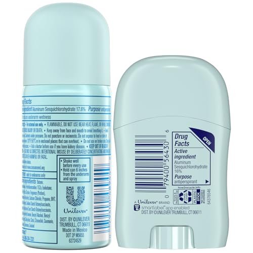 Degree Women's Travel Deodorant Antiperspirant Bundle – Advanced 72H Protection Mini Sticks and Dry Sprays, Shower Clean Scent (4 Piece Set) Avelisse