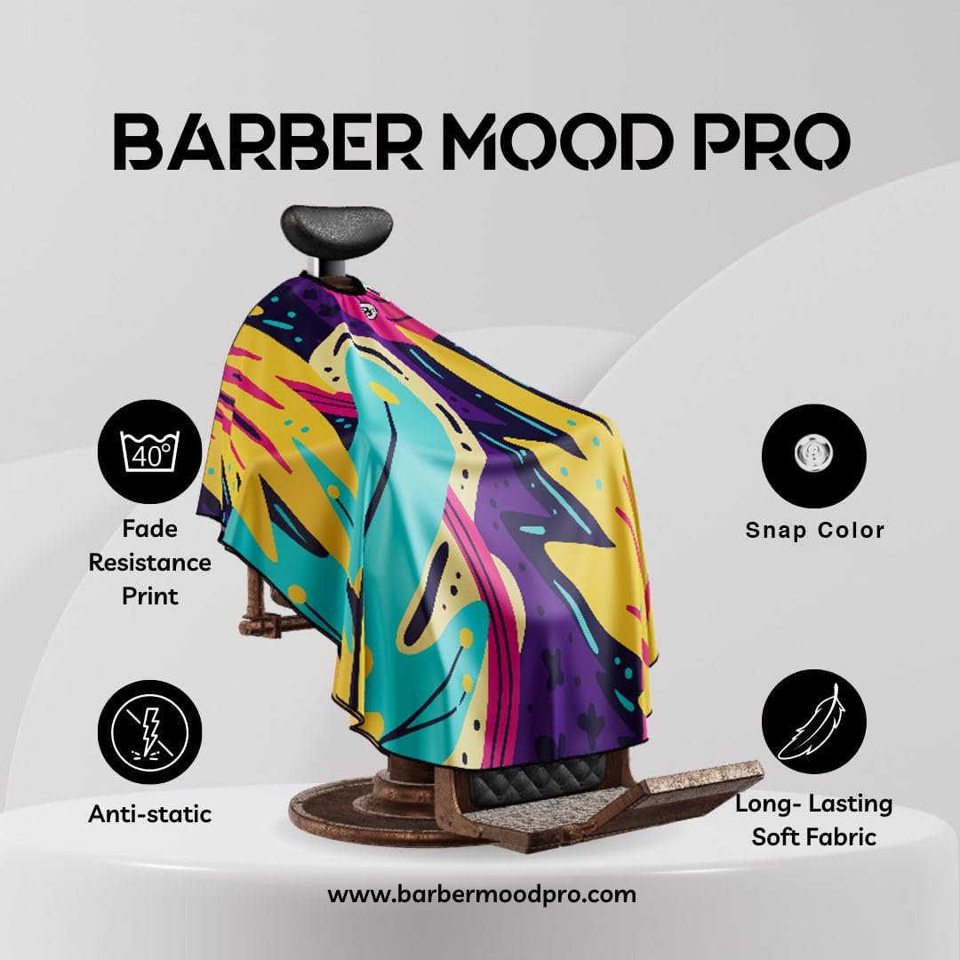 Professional Barber Cape - Hair Cutting Cape with Adjustable Snap Collar - Salon Quality Styling Cape for Hairdressers and Barbers - Fiji - Snap Collar - görsel 3