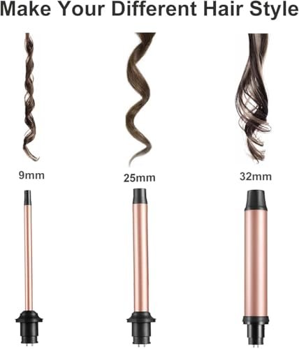 3 in 1 Curling Iron Set with Interchangeable Ceramic Barrels – UNOBEY Rose Gold Curling Wand for Beach Waves Avelisse