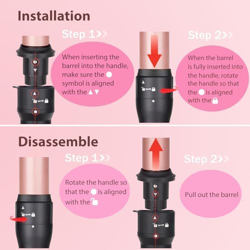 3 in 1 Curling Iron Set with Interchangeable Ceramic Barrels – UNOBEY Rose Gold Curling Wand for Beach Waves Avelisse