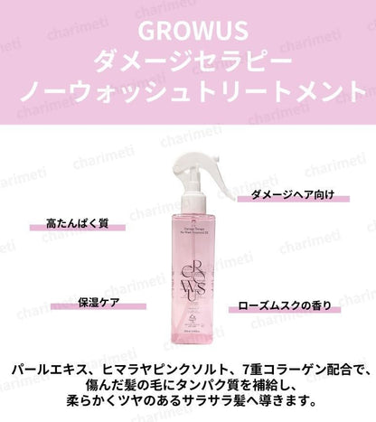 GROWUS Damage Therapy No Wash Treatment 250ml - Deep Conditioner for Low & High Porosity Hair