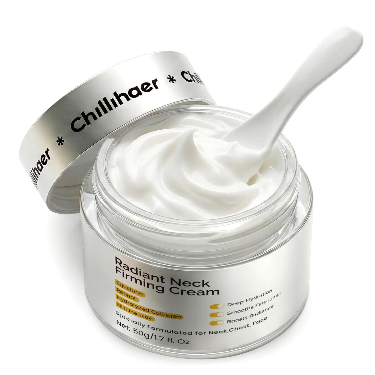 Chillihaer 8-in-1 Neck Firming Cream – Retinol & Triple Collagen Moisturizer for Neck, Face, Chest & Décolleté – Tighten, Lift & Smooth the Look of Sagging Crepey Skin, Fine Lines & Wrinkles – Women & Men, 1.7 Fl Oz Avelisse