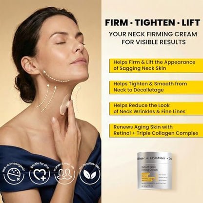 Chillihaer 8-in-1 Neck Firming Cream – Retinol & Triple Collagen Moisturizer for Neck, Face, Chest & Décolleté – Tighten, Lift & Smooth the Look of Sagging Crepey Skin, Fine Lines & Wrinkles – Women & Men, 1.7 Fl Oz Avelisse
