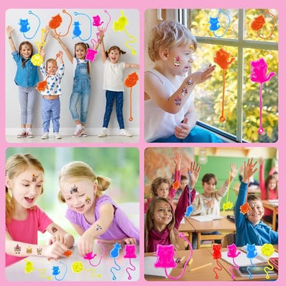 48PCS Cat Party Favors - Temporary Tattoos & Stick Hands for Kids Birthday Party Supplies, Goodie Bag Stuffers, Classroom Prizes, Treasure Box Toys
