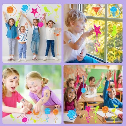 48-Piece Mermaid Party Favors: Temporary Tattoos & Sticky Hands for Kids Birthday Party Supplies, Goodie Bag Stuffers, Classroom Prizes