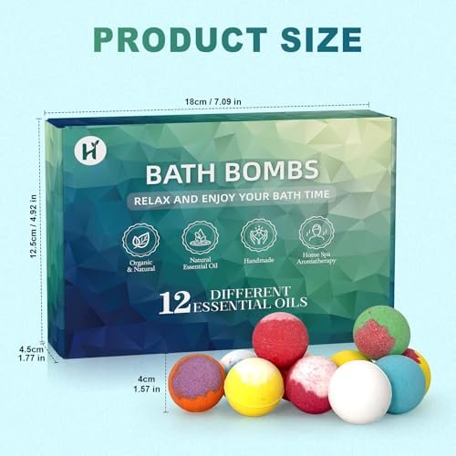 12 Pack Handmade Natural Organic Bath Bombs with Shea Butter - Birthday Gifts for Women & Men, Spa Relaxing Self Care Basket Set for Mom, Teacher Appreciation - görsel 18