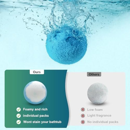 12 Pack Handmade Natural Organic Bath Bombs with Shea Butter - Birthday Gifts for Women & Men, Spa Relaxing Self Care Basket Set for Mom, Teacher Appreciation