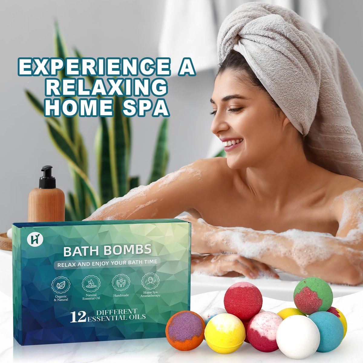 12 Pack Handmade Natural Organic Bath Bombs with Shea Butter - Birthday Gifts for Women & Men, Spa Relaxing Self Care Basket Set for Mom, Teacher Appreciation - görsel 5