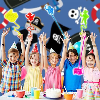 48PCS Pirate Party Favors for Kids - 24 Temporary Tattoos & 24 Stick Hands - Perfect Birthday Favors, Goodie Bag Stuffers, Treasure Box Toys, Classroom Prizes, and Student Gifts