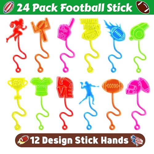 48PCS Football Party Favors Set – 24 Temporary Tattoos & 24 Stick Hands for Kids Birthday, Goodie Bags, Classroom Prizes, and Student Gifts - görsel 6