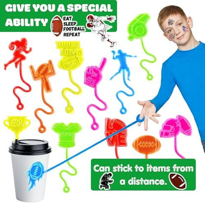 48PCS Football Party Favors Set – 24 Temporary Tattoos & 24 Stick Hands for Kids Birthday, Goodie Bags, Classroom Prizes, and Student Gifts