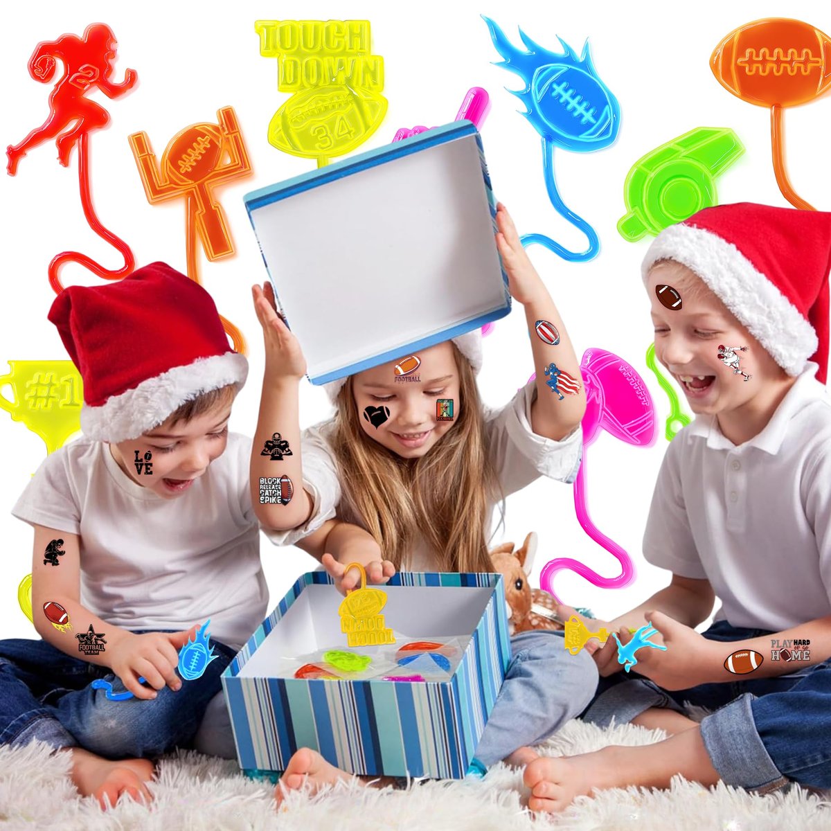 48PCS Football Party Favors Set – 24 Temporary Tattoos & 24 Stick Hands for Kids Birthday, Goodie Bags, Classroom Prizes, and Student Gifts - görsel 13
