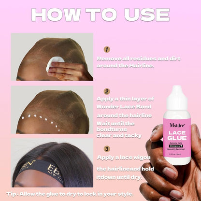 Strong Holding Glue for Lace Wigs & Hairdressing Systems - Invisible Bonding, Non-Toxic, Odorless, Latex-Free, Moisture & Water Resistant Wig Retaining Accessory (1.285 oz)