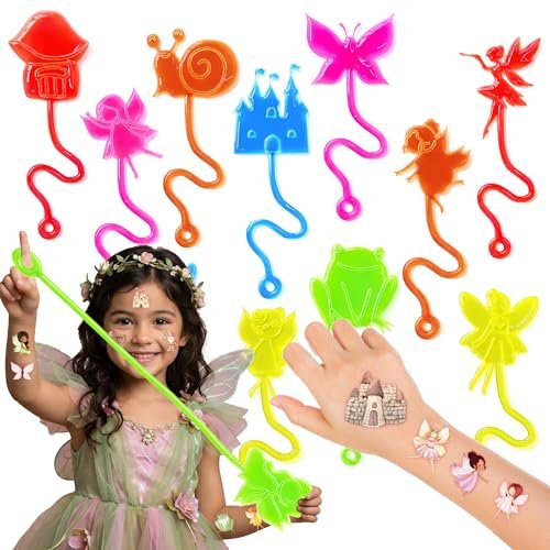48PCS Fairy Party Favors Set: 24 Temporary Tattoos & 24 Stick Hands for Kids Birthday, Goodie Bag Stuffers, Classroom Prizes, and Treasure Box Toys - görsel 2