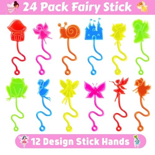 48PCS Fairy Party Favors Set: 24 Temporary Tattoos & 24 Stick Hands for Kids Birthday, Goodie Bag Stuffers, Classroom Prizes, and Treasure Box Toys - görsel 6