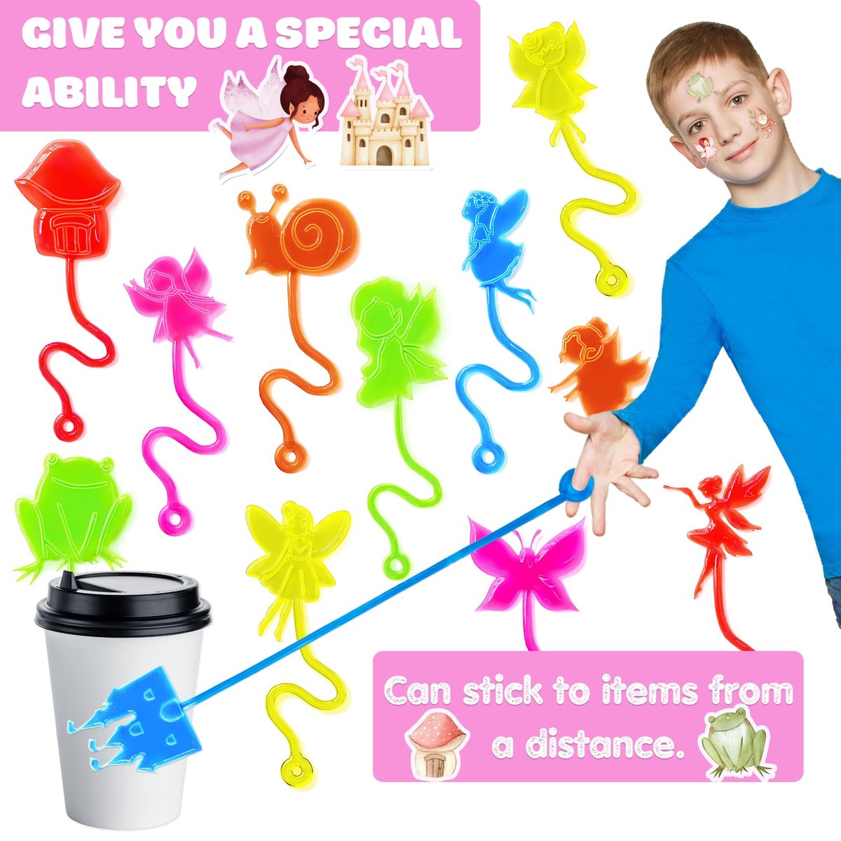 48PCS Fairy Party Favors Set: 24 Temporary Tattoos & 24 Stick Hands for Kids Birthday, Goodie Bag Stuffers, Classroom Prizes, and Treasure Box Toys - görsel 9