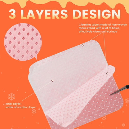 Corconess 400 PCS Lint Free Nail Wipes with Dispenser - Gel Nail Polish Remover Wipes with Acetone Dispenser, Lash Extensions Glue Cleaning Wipes with Empty Pump Dispenser Bottle