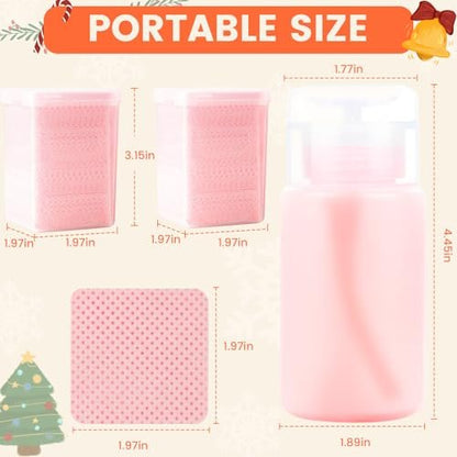 Corconess 400 PCS Lint Free Nail Wipes with Dispenser - Gel Nail Polish Remover Wipes with Acetone Dispenser, Lash Extensions Glue Cleaning Wipes with Empty Pump Dispenser Bottle