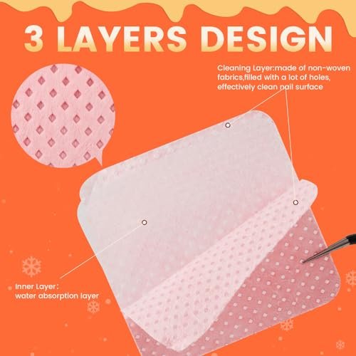 Corconess 400 PCS Lint Free Nail Wipes with Dispenser - Gel Nail Polish Remover Wipes with Acetone Dispenser, Lash Extensions Glue Cleaning Wipes with Empty Pump Dispenser Bottle - görsel 4
