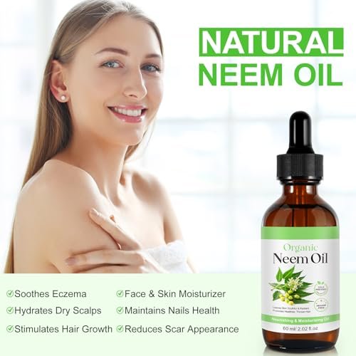 APUUFYQC Pure Neem Oil for Skin & Hair - Cold Pressed, Hexane Free, 2.02 oz - görsel 4
