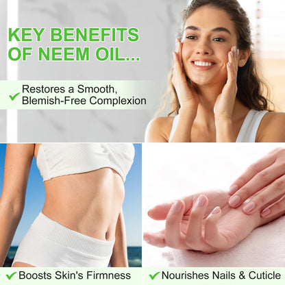 APUUFYQC Pure Neem Oil for Skin & Hair - Cold Pressed, Hexane Free, 2.02 oz