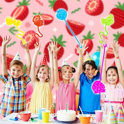 48PCS Strawberry Party Favors: Berry First Temporary Tattoos & Stick Hands for Kids Birthday Supplies, Goodie Bag Stuffers, Classroom Prizes