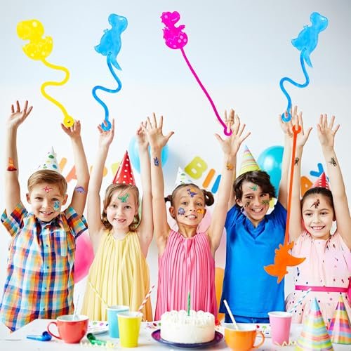 48-Piece Dinosaur Party Favors: Temporary Tattoos & Sticky Hands for Kids Birthday Goodie Bags, Classroom Prizes, and Treasure Box Toys - görsel 12