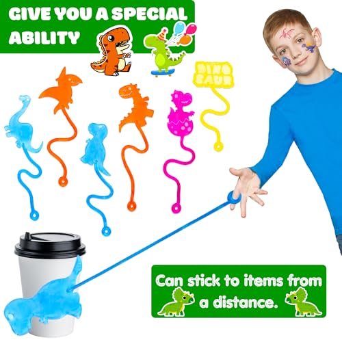 48-Piece Dinosaur Party Favors: Temporary Tattoos & Sticky Hands for Kids Birthday Goodie Bags, Classroom Prizes, and Treasure Box Toys - görsel 10