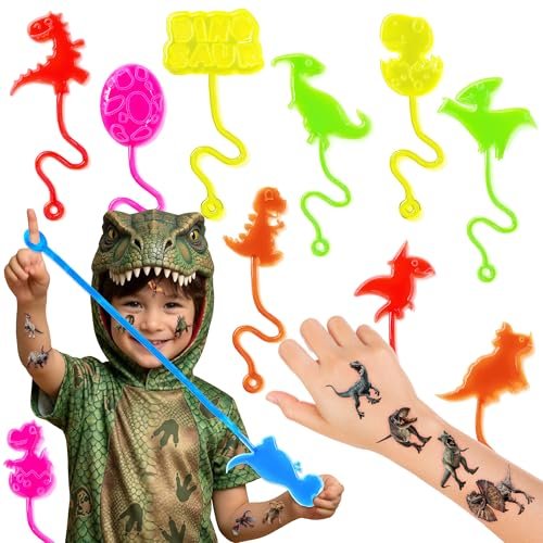 48-Piece Dinosaur Party Favors: Temporary Tattoos & Sticky Hands for Kids Birthday Goodie Bags, Classroom Prizes, and Treasure Box Toys - görsel 2