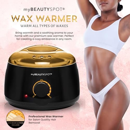 My Beauty Spot Wax Warmer Kit for Hair Removal – At Home Wax Machine for Women – Full Body Bikini Brazilian – Includes Wax Beads & Sticks (33.33 oz) Avelisse
