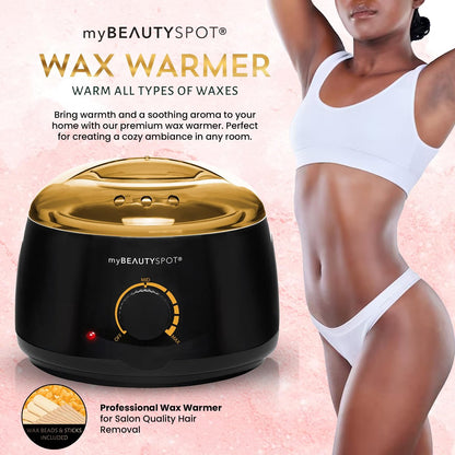 My Beauty Spot Wax Warmer Kit for Hair Removal – At Home Wax Machine for Women – Full Body Bikini Brazilian – Includes Wax Beads & Sticks (33.33 oz) Avelisse