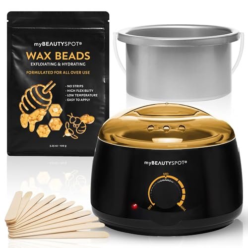 My Beauty Spot Wax Warmer Kit for Hair Removal – At Home Wax Machine for Women – Full Body Bikini Brazilian – Includes Wax Beads & Sticks (33.33 oz) Avelisse