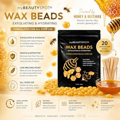 My Beauty Spot Wax Warmer Kit for Hair Removal – At Home Wax Machine for Women – Full Body Bikini Brazilian – Includes Wax Beads & Sticks (33.33 oz) Avelisse