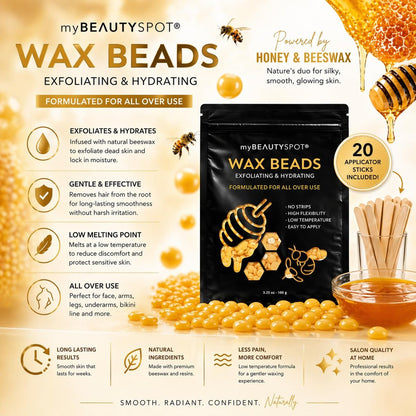 My Beauty Spot Wax Warmer Kit for Hair Removal – At Home Wax Machine for Women – Full Body Bikini Brazilian – Includes Wax Beads & Sticks (33.33 oz) Avelisse