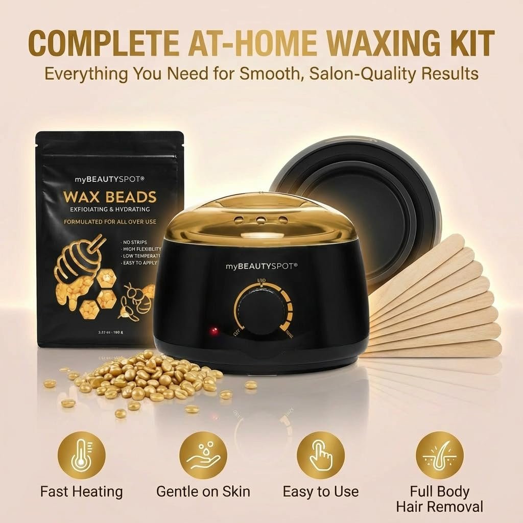 My Beauty Spot Wax Warmer Kit for Hair Removal – At Home Wax Machine for Women – Full Body Bikini Brazilian – Includes Wax Beads & Sticks (33.33 oz) Avelisse