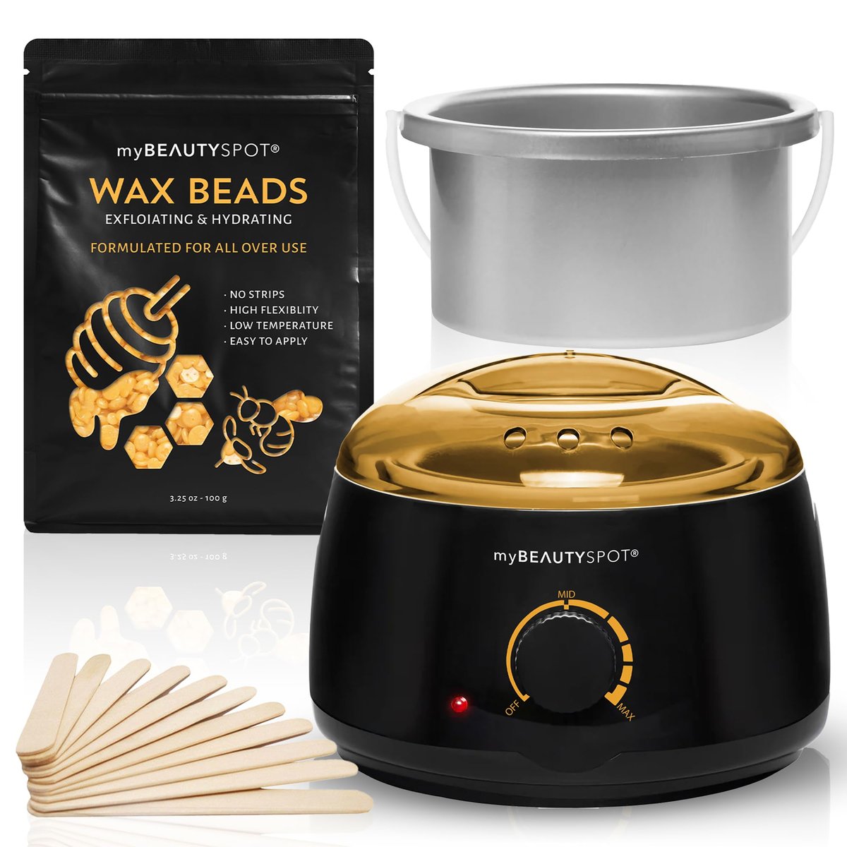 My Beauty Spot Wax Warmer Kit for Hair Removal – At Home Wax Machine for Women – Full Body Bikini Brazilian – Includes Wax Beads & Sticks (33.33 oz) Avelisse