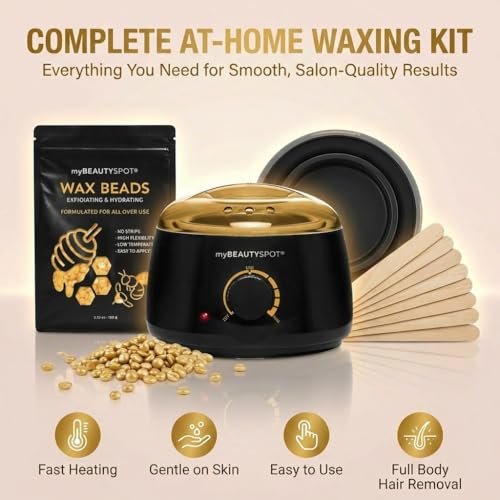 My Beauty Spot Wax Warmer Kit for Hair Removal – At Home Wax Machine for Women – Full Body Bikini Brazilian – Includes Wax Beads & Sticks (33.33 oz) Avelisse