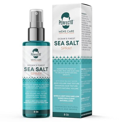 Perfecto Sea Salt Spray for Men – Hair Texturizing Spray with Kelp, Aloe Vera & Red Algae | Adds Volume, Texture & Beach Waves | Natural Light Hold | 8 fl oz Avelisse