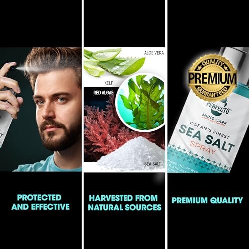 Perfecto Sea Salt Spray for Men – Hair Texturizing Spray with Kelp, Aloe Vera & Red Algae | Adds Volume, Texture & Beach Waves | Natural Light Hold | 8 fl oz Avelisse