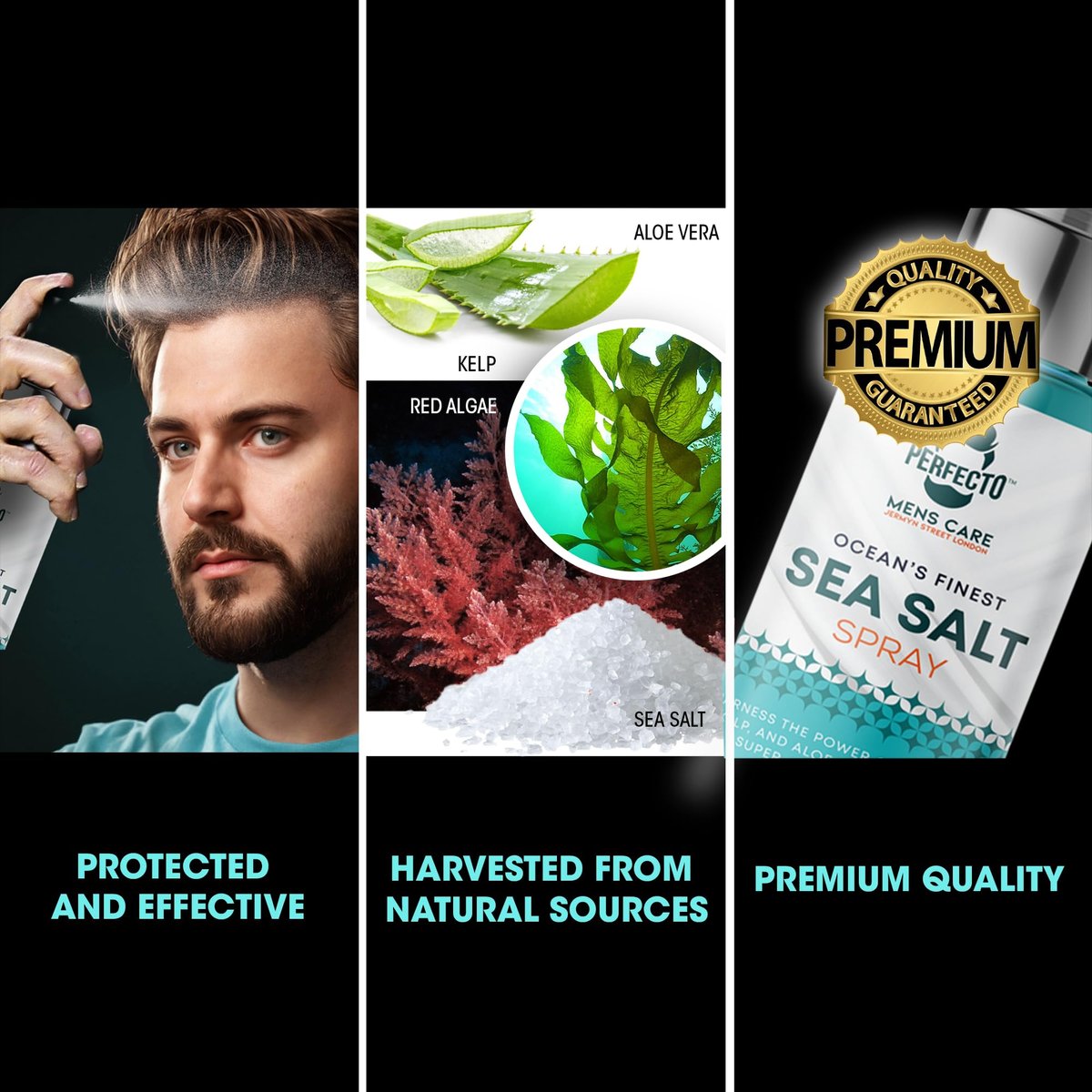 Perfecto Sea Salt Spray for Men – Hair Texturizing Spray with Kelp, Aloe Vera & Red Algae | Adds Volume, Texture & Beach Waves | Natural Light Hold | 8 fl oz Avelisse